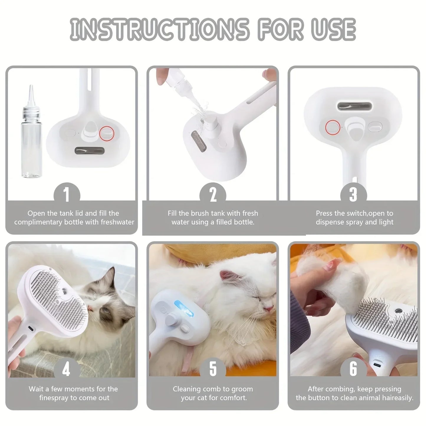 Pet Spray Hair Comb Pet Hair Remover Cleaning Brush
